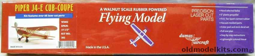 Dumas Piper J4-E Cub Coupe - 17.5 inch Wingspan For Rubber Power or Electric And R/C Conversion, 202 plastic model kit